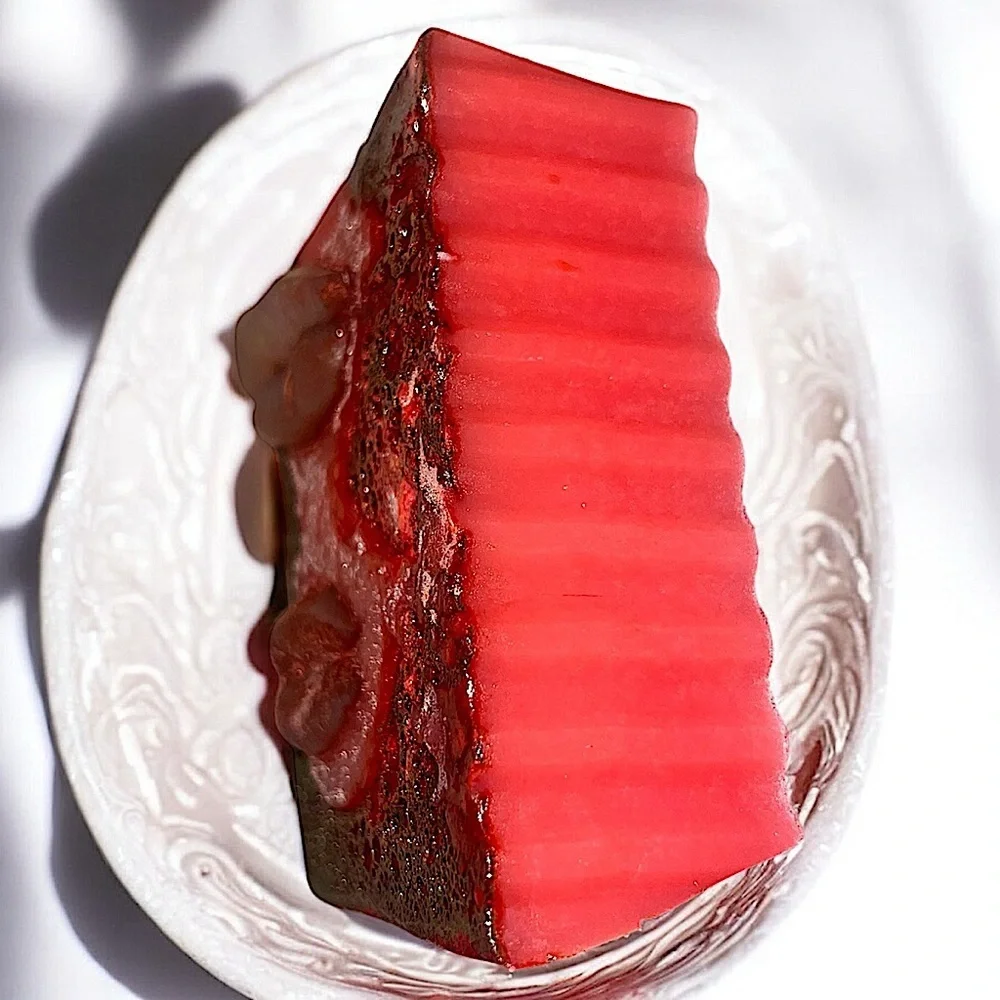 Watermelon cherry SHIMMER Lip Art Soap 4x3in 9oz shea butter & coconut oil based